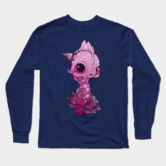 Wee Pink Baby Sea Monster Long Sleeve T-Shirt by Bitty Bitey Ones